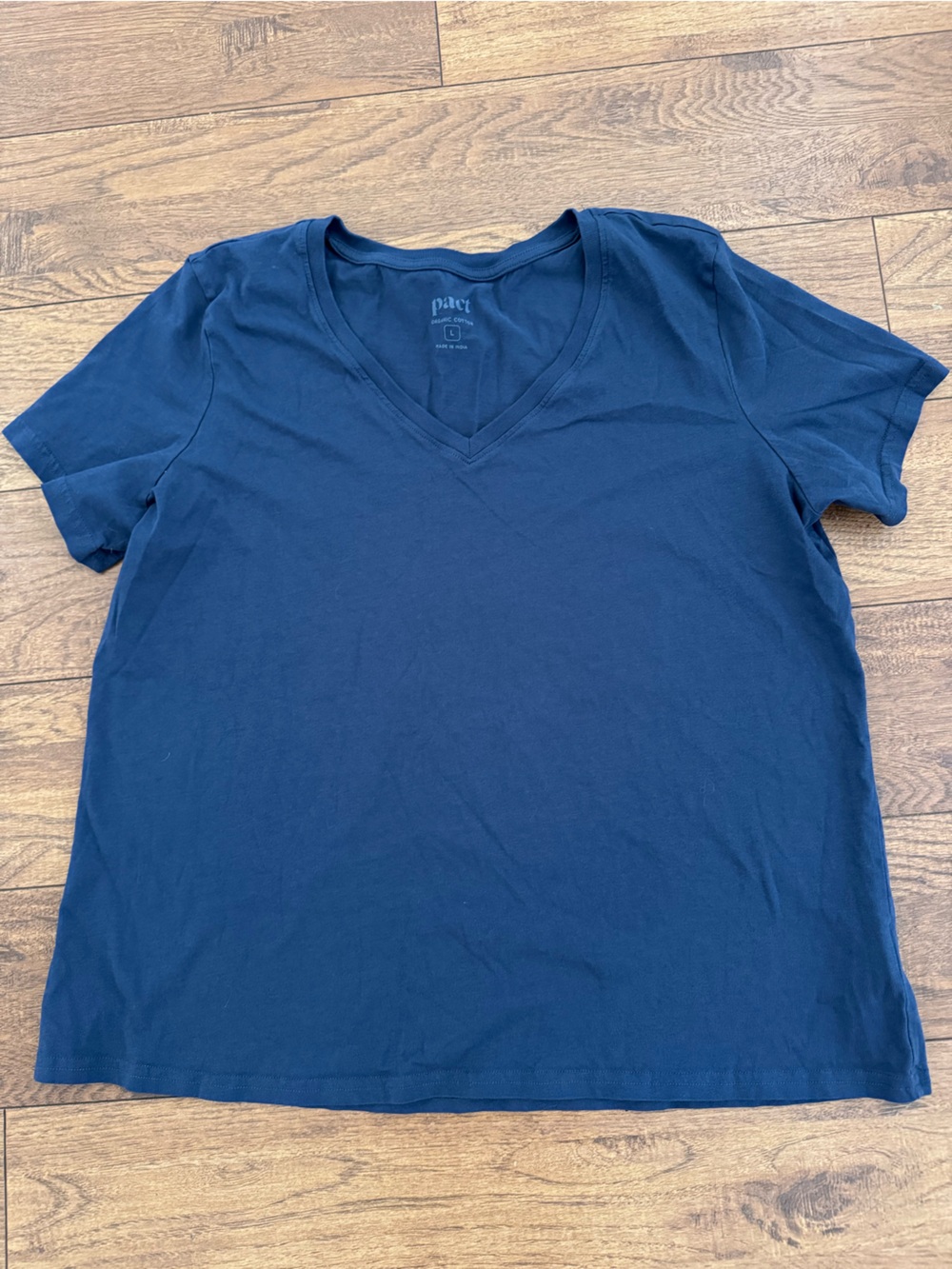 Pact Organic Navy Blue Cotton Womens T-shirt Size Large